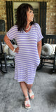 Everyday Stripes Dress in Lavender S, L-3X