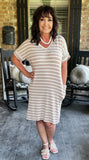 Everyday Stripes Dress in Ash Mocha M-3X