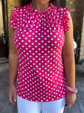 Hot Pink Polka Blouse 1X 2X