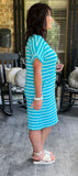 Everyday Stripes Dress in Ice Blue L -3X