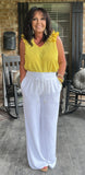 Summer White Wide Leg Pants S-L
