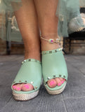 Sage Green Studded Wedges 5.5-8.5