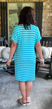 Everyday Stripes Dress in Ice Blue L -3X