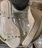 Clear and Gold Studded Wedges 6-10