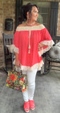 Melon and Lace Blouse S-L