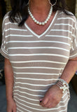 Everyday Stripes Dress in Ash Mocha M-3X