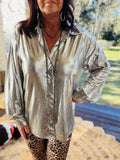 So Glitzy Blouse in Silver S M XL