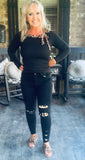 Leopard and Black Denim Jeans 5 7 9