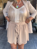 Taupe Layered Scalloped Shorts S-L