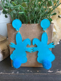 Easter Glittery Turquoise Acrylic Bunny Earrings