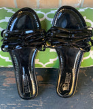 Black Patent Bow Slides