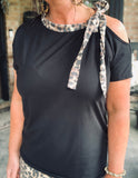 Bow Tie Leopard Top in Black S & M