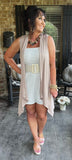 Sleeveless Draped Cardigan in Ash Mocha 1X 2X 3X