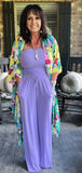 Strapless  Smocked Jumpsuit in Lavender S L