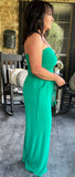 Strapless  Smocked Jumpsuit in Kelly Green S-XL