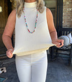 Not so Basic Sleeveless Turtleneck in Ivory- One Size Restock