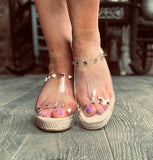 Clear and Gold Studded Wedges 6-10