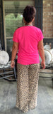 Bow Tie Leopard Top in Hot Pink S-3X