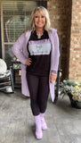 Lovely Lavender Mid Length Cardigan S/M M/L 2X/3X