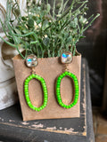 Bright Green Crystal Earrings