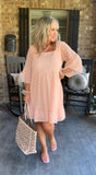 Pretty in Peach Lace Dress S M