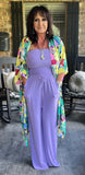 Strapless  Smocked Jumpsuit in Lavender S L