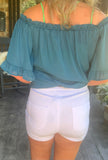 Super Stretch White Denim Shorts S- L