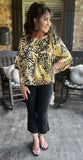 Dressy Animal Print Blouse in Lemon S-L