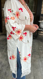 Forever Free Embroidery Kimono in White/Restock S-L