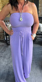 Strapless  Smocked Jumpsuit in Lavender S L