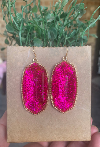Hot Pink Glitter Perfection Earrings