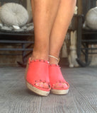 Melon Red Studded Wedges 6-9