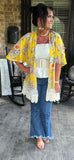 Bouquet and Lace Kimono in Yellow
