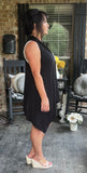 Sleeveless Draped Cardigan in Black L XL