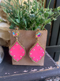 Neon Pink Gold AB Sweetie Earrings