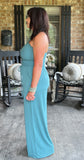 Strapless Smocked Jumpsuit in Turquoise S-XL