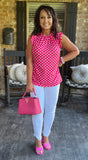 Hot Pink Polka Blouse 1X 2X