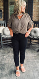 Pull Up Black Denim Capris- S 2X 3X
