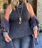 Leopard Sleeveless Turtleneck One Size