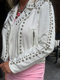 Over the Top Bling Denim Jacket in White S M