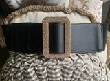 Black Gold/Crystal Elastic Stretch Belt