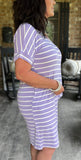 Everyday Stripes Dress in Lavender S, L-3X