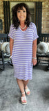 Everyday Stripes Dress in Lavender S, L-3X