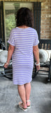 Everyday Stripes Dress in Lavender S, L-3X