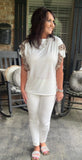 FrilLEE Sleeve Leopard Top in Ivory S-3X