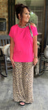 Bow Tie Leopard Top in Hot Pink S-3X