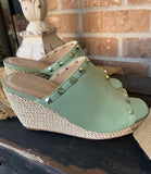 Sage Green Studded Wedges 5.5-8.5
