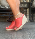 Melon Red Studded Wedges 6-9
