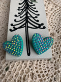 Crystal Sweetheart Stud Earrings in Turquoise