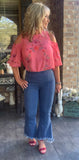 Pull Up Fringe Capri Flares S L